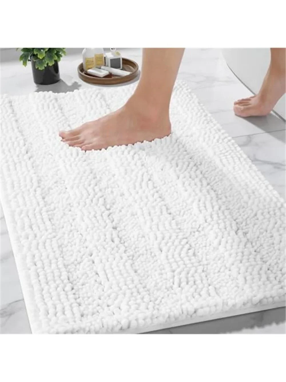 Soft Chenille Bath Mat Non Slip Absorbent Bathroom Rug Plush Thick Washable